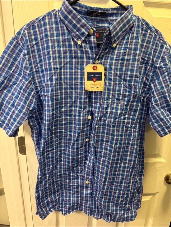 Saddlebred Other - Saddlebred Blue Multi-Plaid Short Sleeve Button-Down Shirt